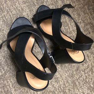 Black wedge heel